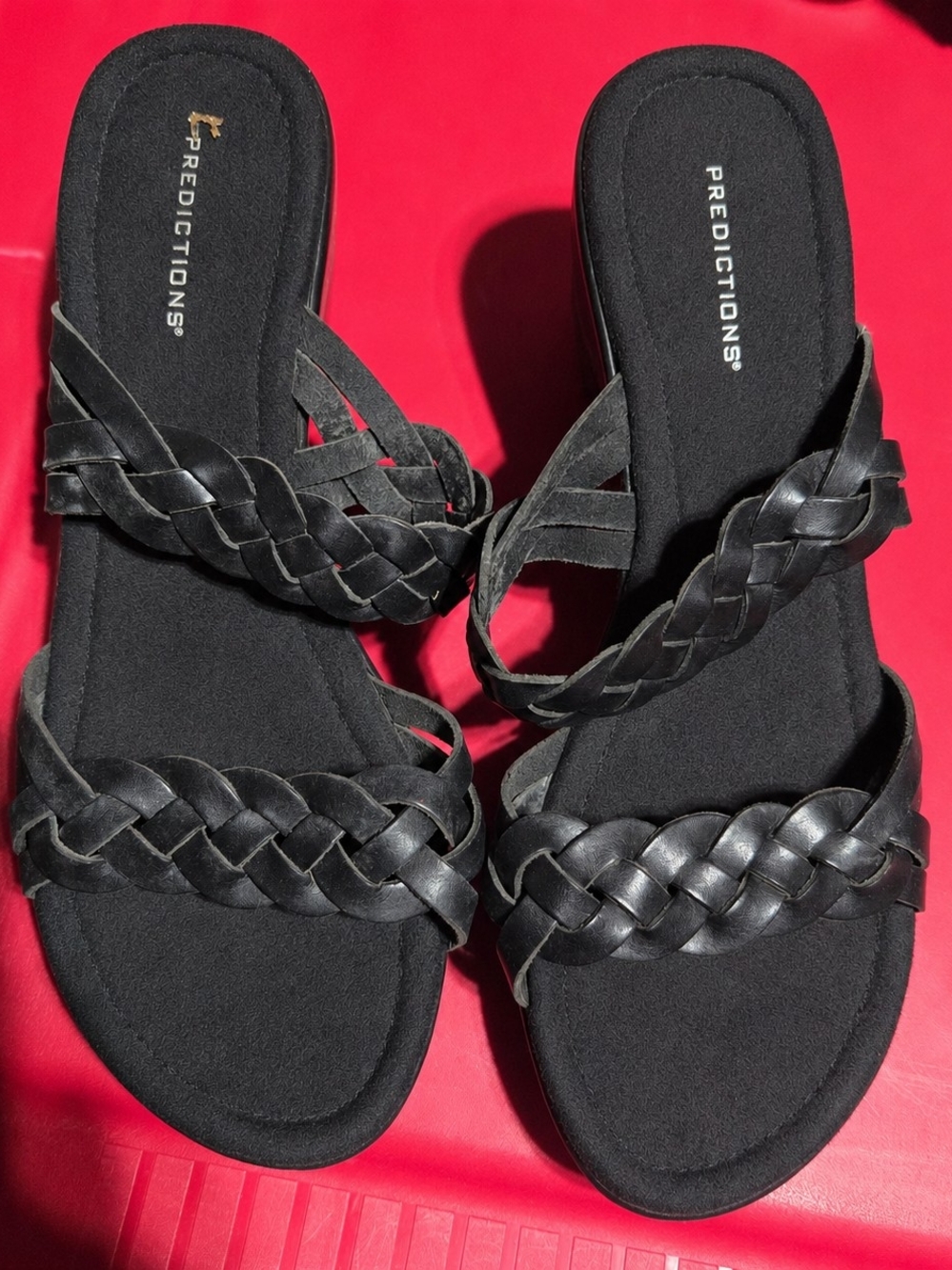 Predictions Black Braided Slide Sandals